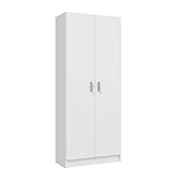 Habitdesign Armario Multiusos, Escobero, 2 Puertas, Acabado en Color Blanco Mate, Medidas: 73 cm (Ancho) x180 cm (Alto) x 37 cm (Fondo)