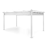 blumfeldt Pantheon pérgola, colgadizo, techumbre, Barras de 10 x 10 cm, Postes con Paredes de 1,2 mm de Grosor, Techo de poliéster, hidrófugo, Superficie: 3 x 4 m, Blanco