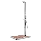 vidaXL Ducha de Jardín con Base Soporte Exterior Patio Piscina Playa Torre Camping Refrescante Aire Libre Moderno Marrón 225 cm Acero Inoxidable