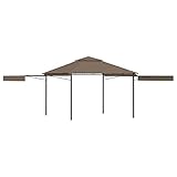 MOONAIRY Cenador con Techo Extensible Doble, Cenadores para Jardin, Pergolas De Jardin, Carpas De Jardin, Carpas para Exteriores, Carpa Jardin Exterior, Gris Taupe 3x3x2,75m 180g/m²