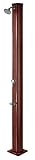 Gre DSALR32W Ducha solar redonda para jardín efecto madera, 32L, con lavapies