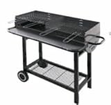 Barbacoa Carbón Leña 2 Parrillas con Ruedas 96X41X93CM Acero Negro