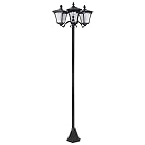 Outsunny Farol Solar de Jardín con 3 Luces LED Impermeable IP44 para Camino Patio Acero Inoxidable 51,5x47x182,5 cm Negro