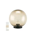 Farol para palo 'globo' estructura de termoplástico. Apta para lámparas ad Incandescenza y a bajo consumo. Casquillo portalámparas E27, IP44. Casquillo a columna de diámetro 60 mm. Solo cuerpo Farol, palo Optional.