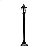 Farola PARIS estilo rústico de color negro en aluminio Pantalla de cristal E27 IP44 Poste de luz Lámpara de pie exterior para patio jardín