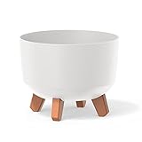 Prosperplast Macetero Color Blanco, con Patas Desmontables, Redondo, colección Gracia de 23,8 cm x 23,8 cm x 18,7 cm cm, Capacidad de 5,1 L.