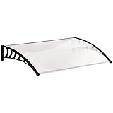 Outsunny Tejadillo de Protección 150x90 cm Marquesina para Puertas y Ventanas contra Sol y Lluvia con Paneles de Policarbonato Barras de Aleación de Aluminio Transparente