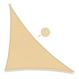 SUNNY GUARD Toldo Vela de Sombra Triangular 3x3x4.25m Impermeable a Prueba de Viento protección UV para Patio,Jardín, Exteriores, Terraza, Color Arena