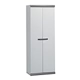 Gardiun Armario Escobero de Jardín Resina Tavira 2 62,5x39x169 cm Gris 2 Puertas