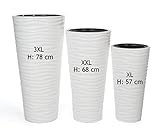 MELTOM Macetero con forma de onda fina, redondo, efecto 3D en blanco, juego 3: XL XXL 3XL