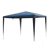 Outsunny Carpa Desmontable Impermeable 2,95x2,95x2,45m Pabellón de Jardín de Tubo de Acero Pérgola de Color Azul Oscuro