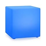 blumfeldt Shinecube XL Lámpara de jardín - iluminación LED en 16 Colores, tamaño: 40 x 40 x 40 cm, luz estroboscópica, Flash, Resistente al Agua, Mando a Distancia, batería, Material: PE, Blanco