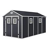 GARDIUN Caseta de Resina de Jardín Zoe E 11,04 m² 242x456x239 cm con Suelo Gris Antracita