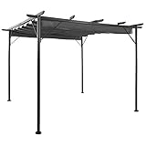Festnight PГ©rgola de Aluminio con Techo RetrГЎctil, PabellГіn con DiseГ±o Elegante, Cenador con Tela de PoliГ©ster Resistente al Agua y a UV, Uso para el Exterior (3 x 3, Gris Antracita)
