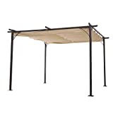 Pérgola de Metal 3.5x3.5m Gazebo Cenador para Jardín Patio o Terraza con Techo Retráctil Tela Poliéster Resistente al Agua y UV