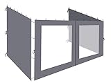 QUICK STAR 3 Paredes Laterales para Tienda de Pared Pergola 3x4m Antracita