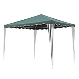 7house - Gazebo Cenador Jardín Plegable, Acero, Cubierta Poliéster, Impermeable, Playa y Camping, 4 Pilares, Altura Ajustable, Superficie 8.7m², 295x295x193/245 cm (largo x ancho x alto), Verde/Blanco