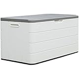 Baúl de Almacenaje de Plástico,Arcón Exterior para Jardín,Terraza o Balcón,Impermeable y Protector Solar,para Herramientas, Juguetes y Accesorios para Piscinas,Blanco,116,8×60×60cm