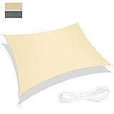 RATEL Toldo Vela 3 x 4 m, Rectángulo Toldos Exterior con 95% de Protección UV, Transpirable y Impermeable, Vela Sombra para Jardín, Patio, Pergola Decking (Arena)