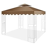 Qweidown Techo de Repuesto para Cenador de Jardín 3x3m, Cubierta de Repuesto para Pabellón, Toldo de Cenador de Repuesto Tela de Poliéster 300D + 100% Impermeable para Tienda de Campaña (beige)