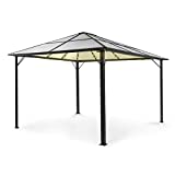 blumfeldt Pantheon Sky Ambient Pérgola de Jardín, Carpa 3x4m, Techo Policarbonato, Cenador Marco Aluminio Negro, Resistente Agua, Pergolas de Jardin, Carpas para Exteriores, Cristal Transparente