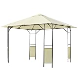 Outsunny Carpa 3x3x2.6m Cenador Jardin Marco de Acero y 4 Paraviento Lateral Color Crema