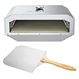 Mimiuo horno portátil para barbacoa y pizza,Kit de horno de acero inoxidable ncluye Piedra para Pizza de 13'' (33 x 33 cm) con pala de pizza para estufa de gas interior y estufa de camping exterior