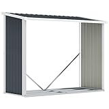Outsunny Casetilla para Leña Acero Galvanizado Cobertizo Leñero de Almacenamiento de Troncos con Techo Inclinado para Jardín Terraza Exterior 185x84x133,5/148,5 cm Gris