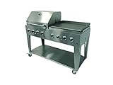METRO Professional barbacoa de gas con plancha, cocina de gas exterior, grill con 8 quemadores de acero inoxidable (4,0 kW), con ruedas, bandejas para grasa,, exteriores jardin, terraza