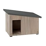 Ferplast 87027300 Exteriores, Caseta para Perros Argo 80 de Madera FSC con Pintura no Tóxica, Resistente a los Rayos U.V, Plástico, Black