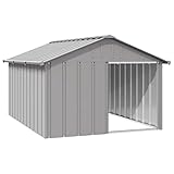 vidaXL Casa para Perros Cachorros Caseta Exterior Acero Galvanizado Gris