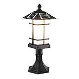 CHUNGYANG Farol Solar De Estigma Para Jardín, Lámpara De Valla De Pared Perimetral Villa Grand Portal, Luz De Farol Poste Solar Impermeable Para Exteriores, LED De Aluminio De 4 Colores Con Atenuación