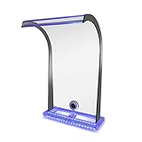 LONGRUN Aliviadero de Cascada en Forma de S Fuente de Piscina acrílica con luz LED Que Cambia de Color, Kit de cascadas de estanques al Aire Libre para Piscina de Patio de jardín - 30x51x33cm