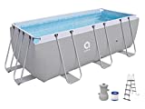 Jilong Suelo Piscina Rectangular con Estructura, 2343 Liters, Gris, 400 x 207 x 122 cm