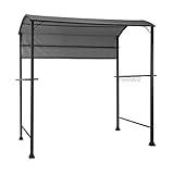 blumfeldt Steakhouse Techo de Parrilla - Toldo, Protección de Barbacoa, 220 x 215 x 140 cm, Poliéster, 180 g/m², Estantes de Vidrio, 8 Ganchos para cubertería, Ignífugo, Acero, Gris