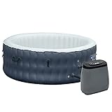 Outsunny SPA Hinchable Redondo para 4-6 Personas 950L Jacuzzi Hinchable Ø195x68 cm con 108 Chorros de Masaje Calefacción Control Remoto Filtro Cubierta de Piscina y Alfombrilla Azul