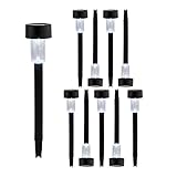 Pack Ahorro 10 Balizas Solares LED de Jardín Negras 7hSevenOn Outdoor | Iluminación Exterior Solar | Luz Solar de Suelo para Jardín | Luz Fría Blanca 6000K y 0,06W
