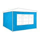 Relaxdays Set de 2 Paneles Laterales Carpa, 2x3 m, Cortinas Cenador, con Ventana, Impermeables, Lonas Cierre, Azul Claro