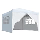 Outsunny Carpa Gazebo con Paredes Desmontables Ventanas Visibles Puerta con Cremallera Incluye Bolsa de Transporte Cuerdas y Piquetas 3x3 m Blanco