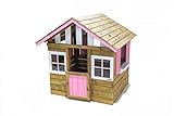 MASGAMES | Casita de Madera Infantil Lollipop | con Puerta, macetero y alféizar | Madera tratada para el Exterior | Se Vende aparte Suelo de Madera | (Rosa)