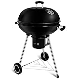 SunJas Barbacoa de Carbón y Leña con Ruedas,Ø57x95 cm BBQ Barbacoa Portátil con Parrilla para 4-6 Personas para Jardín,Picnic,Camping,Fiesta