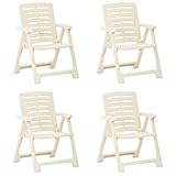 vidaXL 4X Sillas de Jardín Asiento Patio Terraza Balcón Playa Piscina Exterior con Reposabrazos Muebles Mobiliario Decoración Estable Plástico Blanco