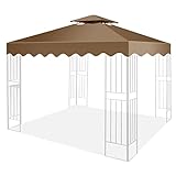 Qweidown Techo de Repuesto para Cenador de Jardín 3x3m, Cubierta de Repuesto para Pabellón, Toldo de Cenador de Repuesto Tela de Poliéster 300D + 100% Impermeable para Tienda de Campaña (Beige)