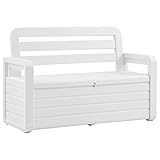 Festnight Banco Arcón Exterior Banco Exterior de 2 Plazas con Espacio de Almacenamiento y Cojín Banco Almacenaje Exterior Bench Baúl para Jardín Terraza 263 L, 110 x 56 x 87 cm Blanco