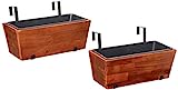 Amazon Aware, jardinera rectangular colgante de madera de 46 cm, marrón, pack de 2