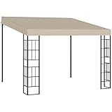 Outsunny Pérgola de Pared 3x3 m Cenador de Jardín con Toldo Protección Solar y 2 Orificios de Drenaje Gazebo Carpa de Metal para Fiestas Celebraciones Patio Exterior Beige