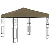 vidaXL Cenador Pérgola Jardín Patio Toldo Tienda Carpa de Celebraciones Fiesta Marquesina Porche Desmontable Bodas de Tela Gris Taupé 3x3 m