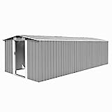 Festnight Caseta de Jardín de Metal para Almacenamiento de Herramientas con 4 Ventilaciones Gris 257x597x178 cm