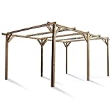 Bricoloco Cochera de Madera para 1 Coche Exterior Pino 13,4 m² 3x5 MTS. Certificado FSC y Tratamiento antihongos, Insectos y Moho. Garaje Exterior para Coche. (1)