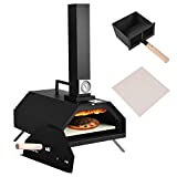 Horno de Pizza de Leña para Exteriores, Horno Portátil de Acero Inoxidable con Piedra Para Pizza, Termómetro Incorporado, Para la Barbacoa Jardín al Aire Libre